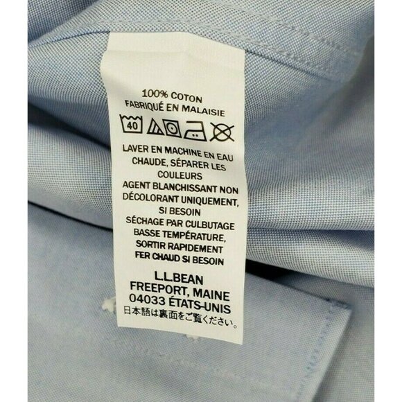 L.L. Bean Men Traditional Fit Men Large Regular Blue Button Up %100 Cotton Shirt - Picture 10 of 12
